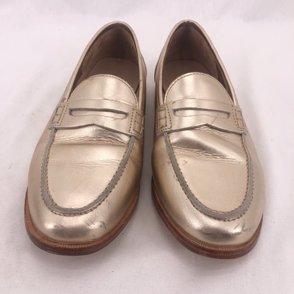 J Crew Nora Brushed Gold Penny Loafers - Picture 5 of 7